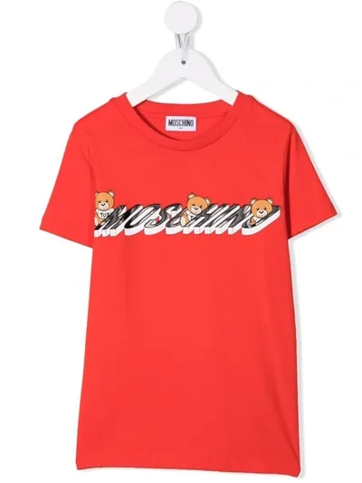 Moschino Kids' Logo Print T-shirt In Red