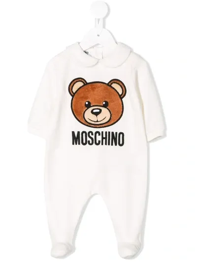 Moschino Babies' Bear Appliquéd Pyjamas In White