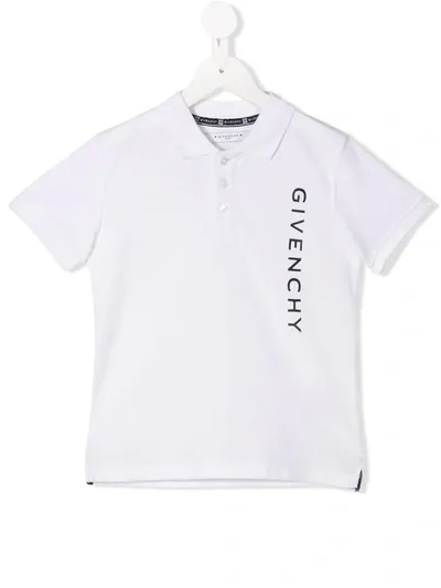 Givenchy Kids' Logo Print Polo Shirt In White