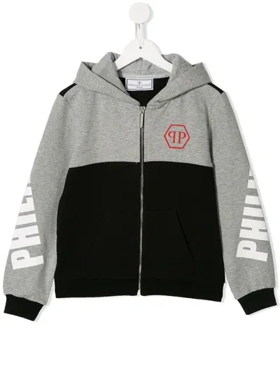 Philipp Plein Junior Kids' Statement Sweat Jacket Hoody In Black