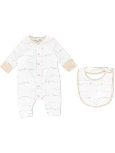 Emporio Armani Babies' Logo Print Romper Set In White