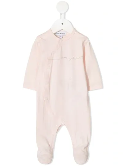 Emporio Armani Babies' Logo Print Pajama In Pink