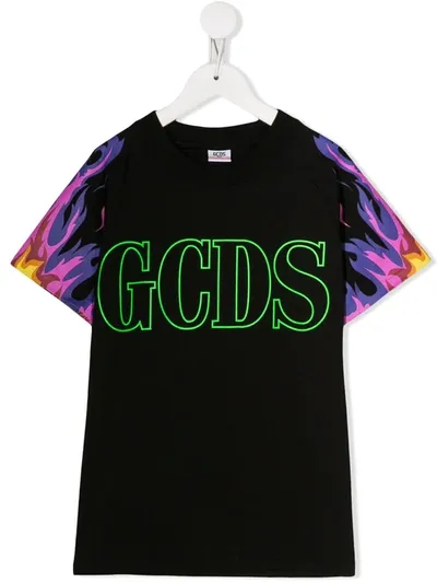 Gcds Kids' Logo Print T-shirt In Black