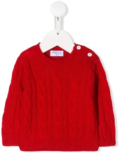 Siola Babies' Cable Knit Jumper In Red