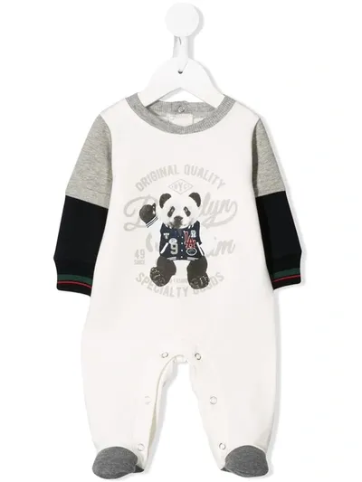 Lapin House Babies' Long-sleeved Panda-print Pajamas In White