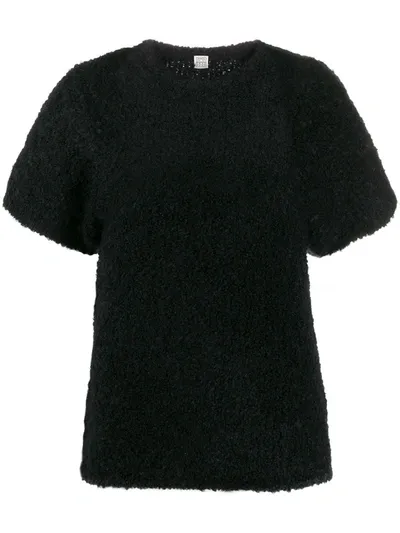 Totême Textured Slim-fit Knitted Top In Black