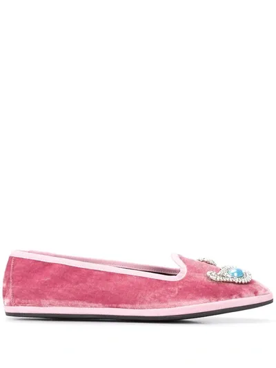 Giannico Venetian Textured Slippers In Pink