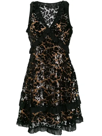 Michael Michael Kors Sequinned Lace Mini Dress In Black