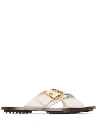 Marni Crisscross Buckled Sandals In White