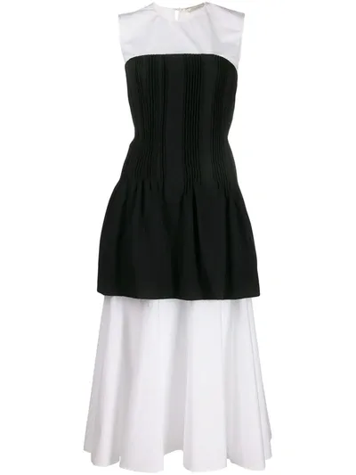 Nina Ricci Pleated Corset Flared Dress In Black