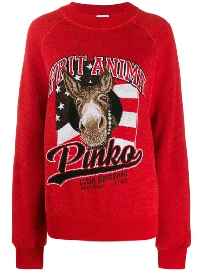 Pinko X Lucia Heffernan Spirit Animal Jumper In Red