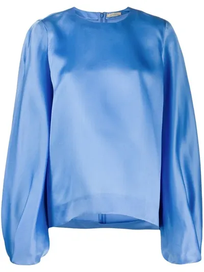 Nina Ricci Oversized Bell Sleeve Blouse In Blue