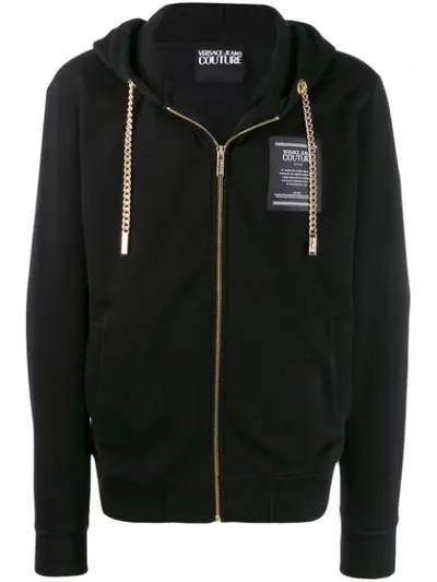 Versace Jeans Couture Chain-embellished Hooded Sweatshirt In Black