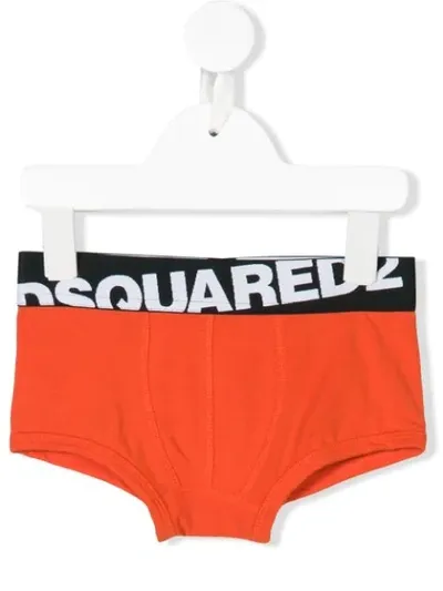 Dsquared2 Kids' Logo Banded Briefs In Orange