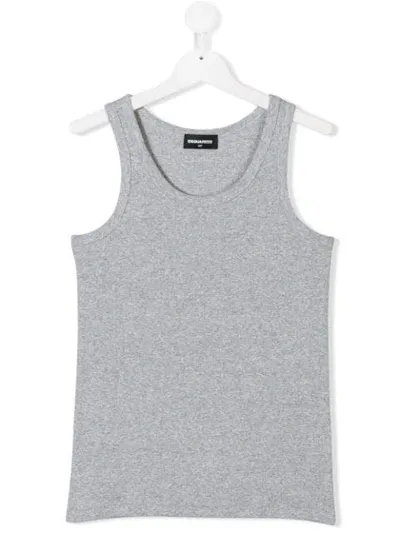 Dsquared2 Teen Ribbed Tank Top In Grey