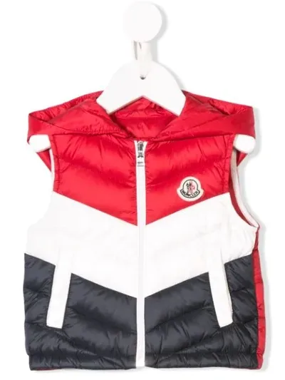 Moncler Babies' Gefütterte Kapuzenweste In Red