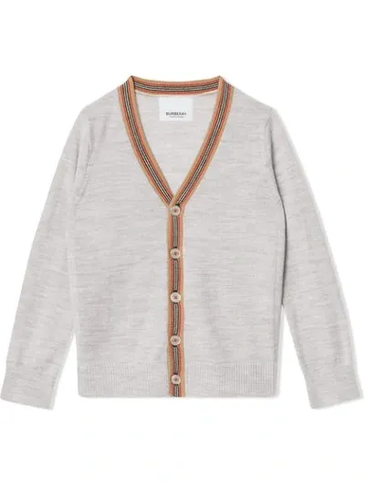 Burberry Babies' Icon Stripe Cardigan In Grey