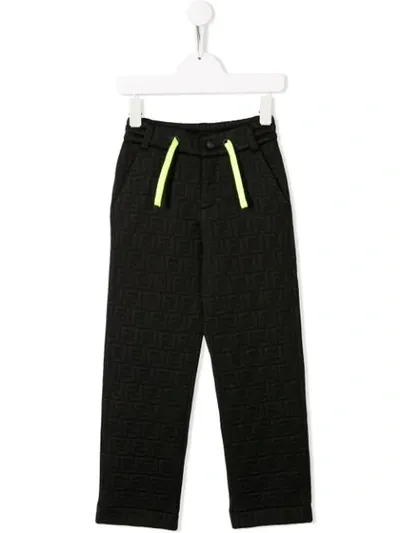 Fendi Kids' Hose Mit Ff-muster In Nero/giallo