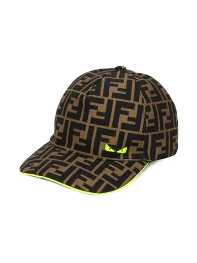 Fendi Kids' Monogram Pattern Baseball Cap In Brown