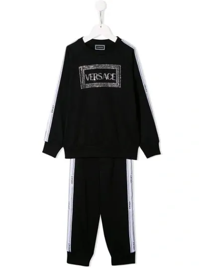 Young Versace Kids' Embellished Logo Tracksuit In Black