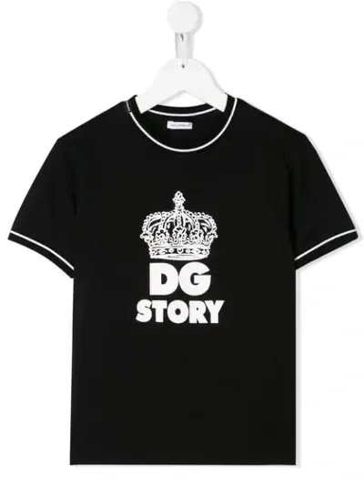 Dolce & Gabbana Kids' Logo Print T-shirt In Black