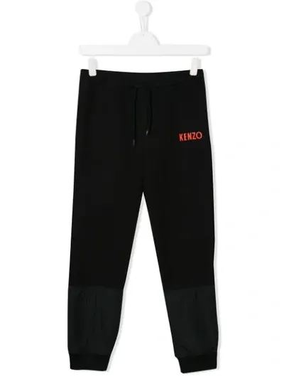 Kenzo Kids' Logo Print Track Pants In Black