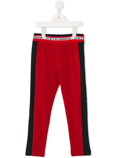 Dolce & Gabbana Kids' Girl's Dg Logo-waistband Leggings In Pink