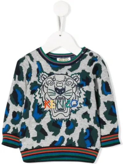 Kenzo Babies' Tiger Sweatshirt In Grey