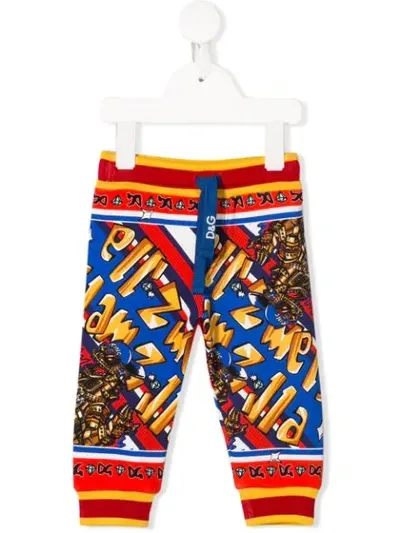 Dolce & Gabbana Babies' Patterned Track Pants In Blue