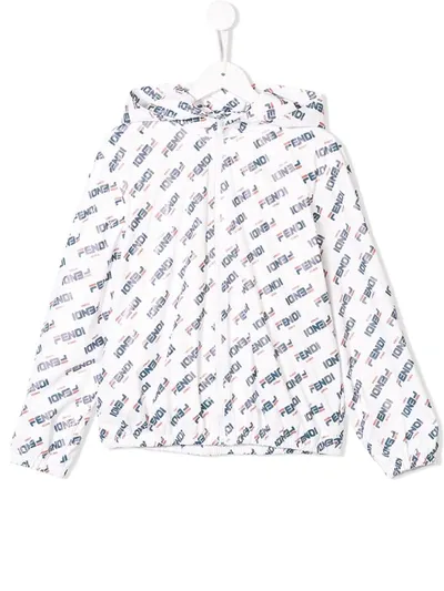 Fendi Kids' Mania Lightweight Printed Jacket In White