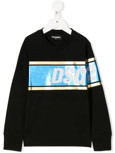 Dsquared2 Teen Metallic Logo Print Sweatshirt In Black