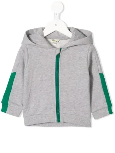 Kenzo Babies' Logo Print Zipped Hoodie In Grey