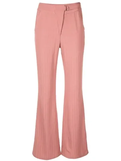 Dawei Striped Flare Trousers In Pink