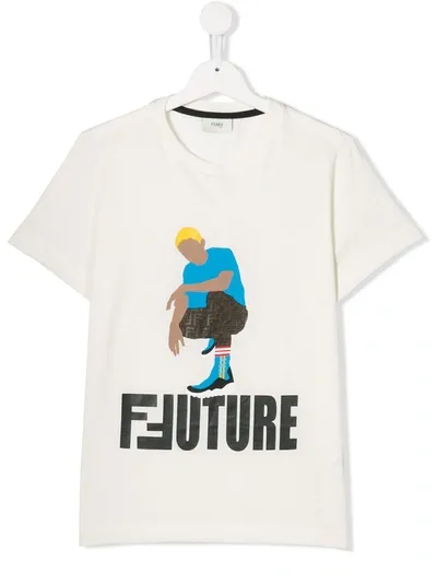 Fendi Kids' Future Printed Cotton Jersey T-shirt In Unica