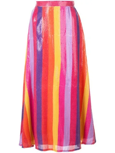 Olivia Rubin Stripped Sequin Skirt In Multicolour