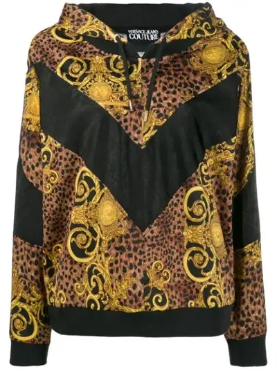 Versace Jeans Couture Women's Sweatshirt Hood Hoodie Leo Baroque In Brown