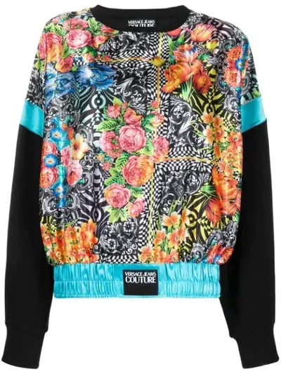 Versace Jeans Couture Women's Sweatshirt Optical Flowers In Black