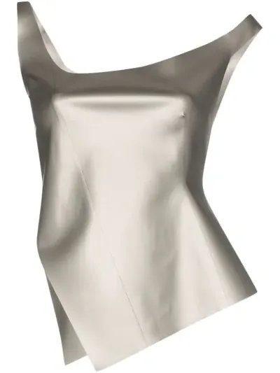 Coperni Motion Asymmetric Strappy Top In Silver