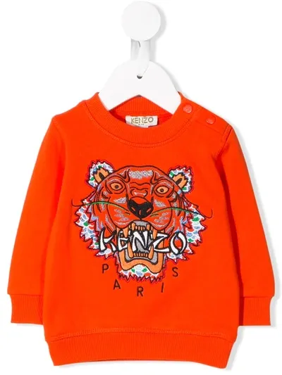 Kenzo Babies' Tiger Sweatshirt In Orange