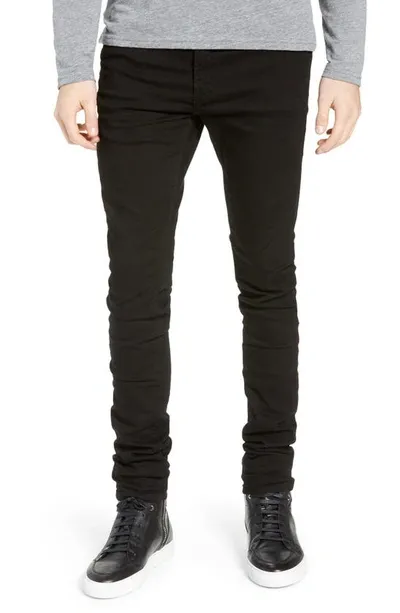 Monfrere Greyson Slit-knee Stretch Japanese Skinny Jeans In Coated Noir