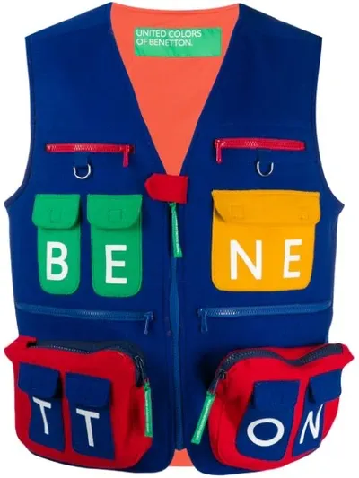 Benetton Cargo Pocket Gilet In Blue