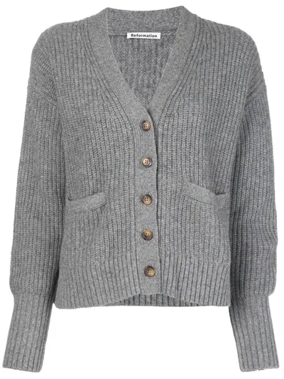 Reformation Morgan V-neck Cardigan In Grey