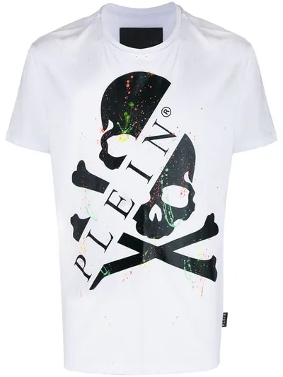 Philipp Plein Ss Painted Skull T-shirt In White