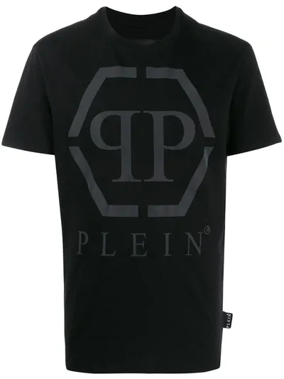 Philipp Plein Logo Stamp Short Sleeve T-shirt In Black