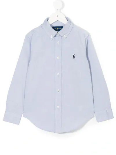 Ralph Lauren Kids' Logo Embroidered Button Down Shirt In Blue