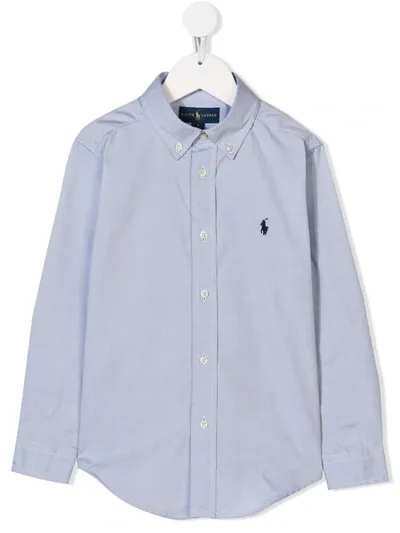 Ralph Lauren Kids' Embroidered Polo-pony Shirt In Blue