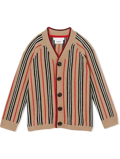 Burberry Kids' Striped Cardigan In Neutrals