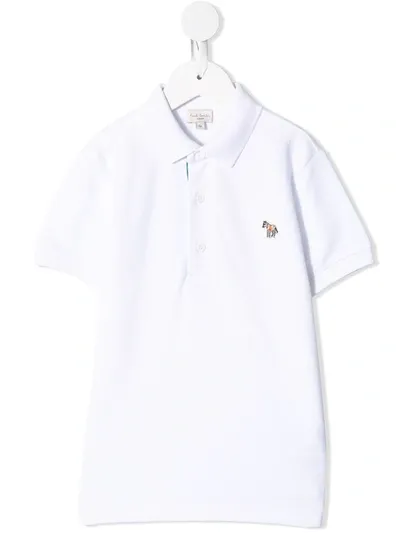 Paul Smith Junior Kids' White Zebra Logo Ridley Per Pique Polo