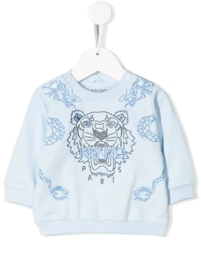 Kenzo Babies' Embroidered Logo Sweater In Azzurro