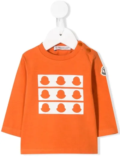 Moncler Babies' Jersey-oberteil Mit Logo In Orange